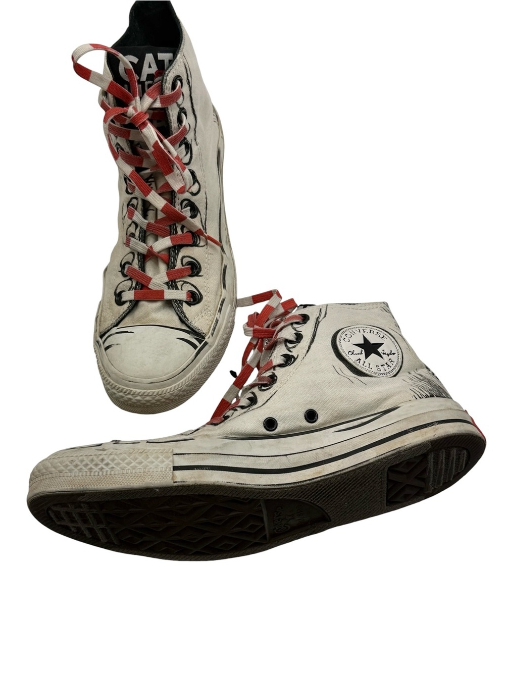 Converse x Dr. Seuss Cat in the Hat High Top Sneakers White Canvas Men’s 8 - Picture 10 of 16